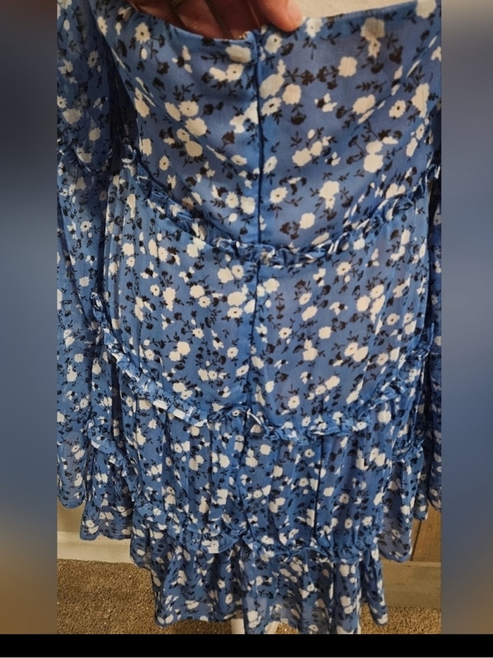 MAJORELLE Blue Floral Mini Dress with Tie Front - Picture 6 of 7
